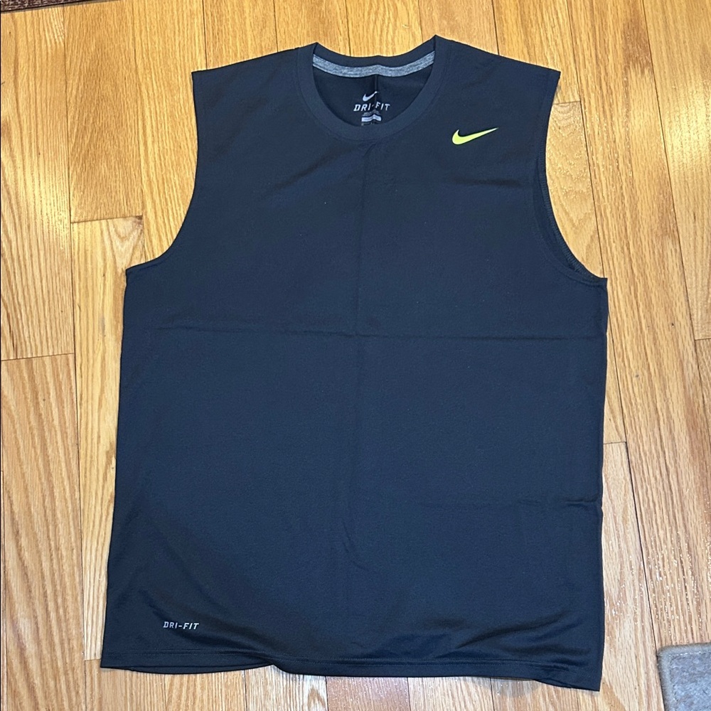 Nike Men's Black and Yellow Dri-FIT Tank Top